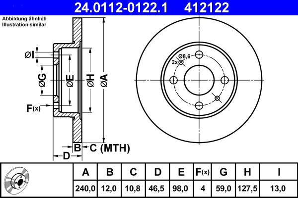 ATE 24.0112-0122.1 - Тормозной диск autospares.lv