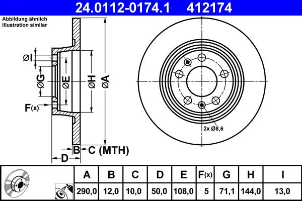 ATE 24.0112-0174.1 - Тормозной диск autospares.lv