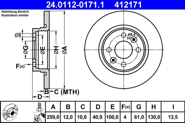 ATE 24.0112-0171.1 - Тормозной диск autospares.lv