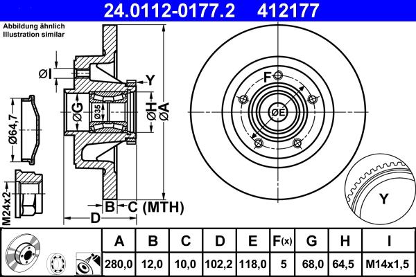 ATE 24.0112-0177.2 - Тормозной диск autospares.lv