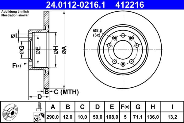 ATE 24.0112-0216.1 - Тормозной диск autospares.lv