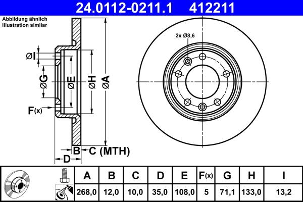 ATE 24.0112-0211.1 - Тормозной диск autospares.lv