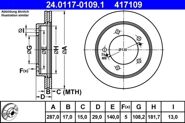 ATE 24.0117-0109.1 - Тормозной диск autospares.lv