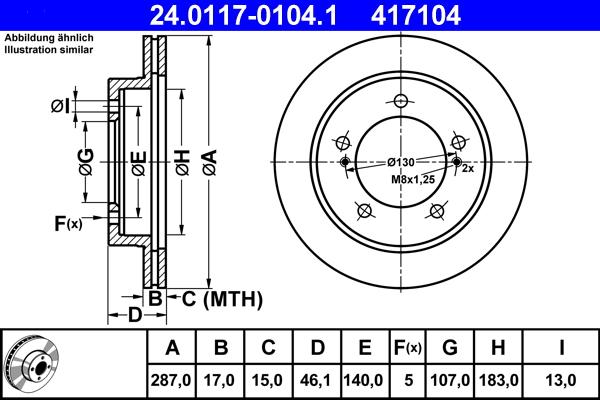 ATE 24.0117-0104.1 - Тормозной диск autospares.lv