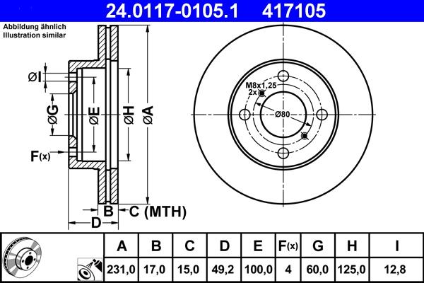 ATE 24.0117-0105.1 - Тормозной диск autospares.lv