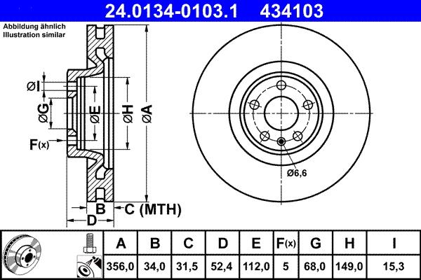 ATE 24.0134-0103.1 - Тормозной диск autospares.lv