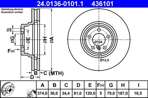 ATE 24.0136-0101.1 - Тормозной диск autospares.lv