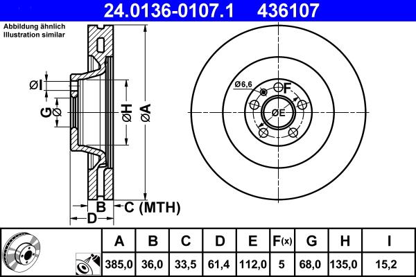 ATE 24.0136-0107.1 - Тормозной диск autospares.lv