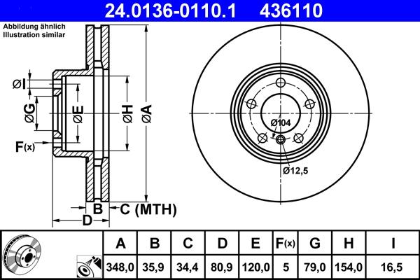 ATE 24.0136-0110.1 - Тормозной диск autospares.lv