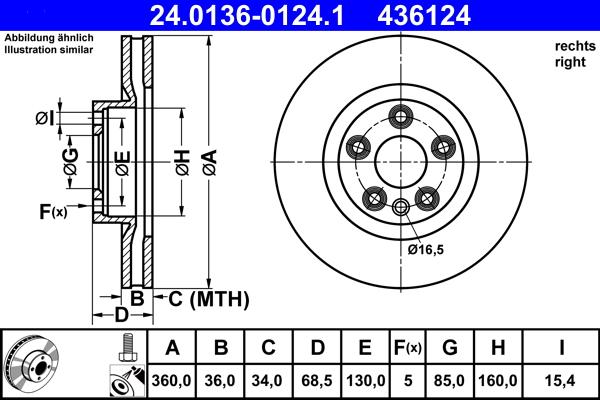 ATE 24.0136-0124.1 - Тормозной диск autospares.lv