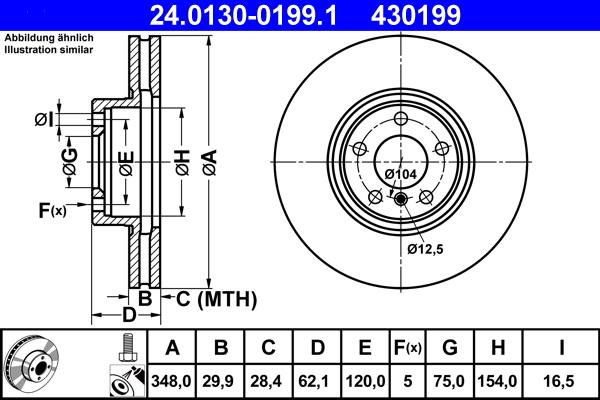 ATE 24.0130-0199.1 - Тормозной диск autospares.lv