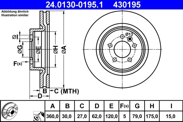 ATE 24.0130-0195.1 - Тормозной диск autospares.lv