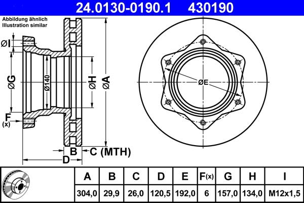 ATE 24.0130-0190.1 - Тормозной диск autospares.lv