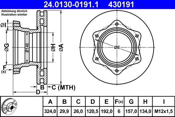 ATE 24.0130-0191.1 - Тормозной диск autospares.lv