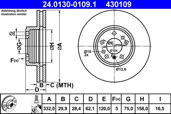 ATE 24.0130-0109.1 - Тормозной диск autospares.lv