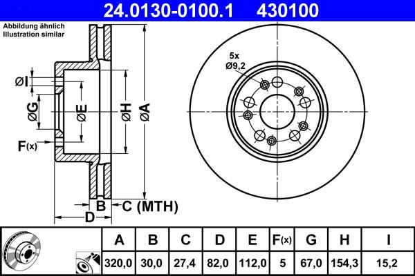 ATE 24.0130-0100.1 - Тормозной диск autospares.lv