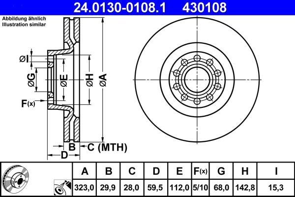 ATE 24.0130-0108.1 - Тормозной диск autospares.lv