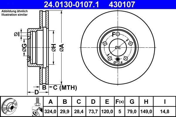 ATE 24.0130-0107.1 - Тормозной диск autospares.lv