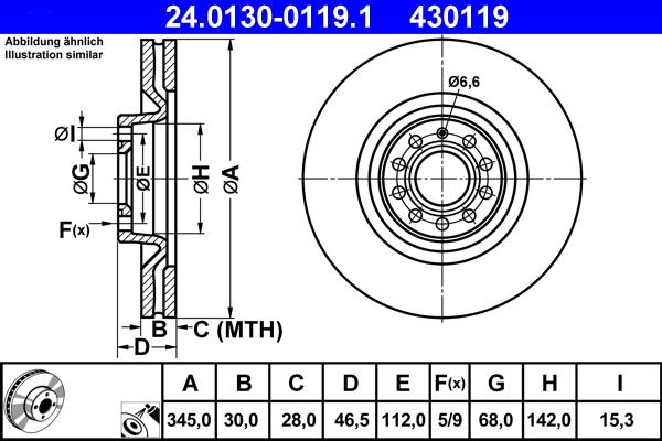 ATE 24.0130-0119.1 - Тормозной диск autospares.lv