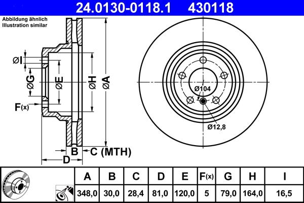 ATE 24.0130-0118.1 - Тормозной диск autospares.lv