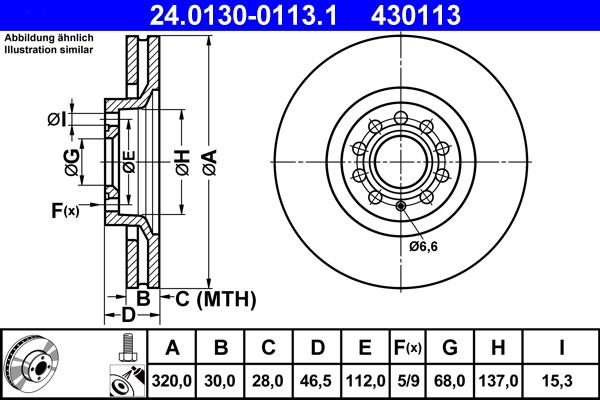 ATE 24.0130-0113.1 - Тормозной диск autospares.lv