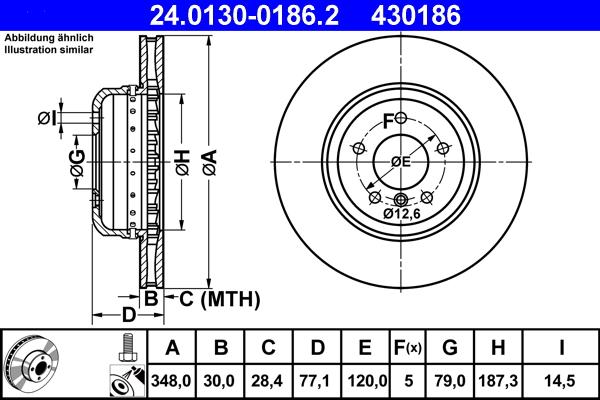 ATE 24.0130-0186.2 - Тормозной диск autospares.lv