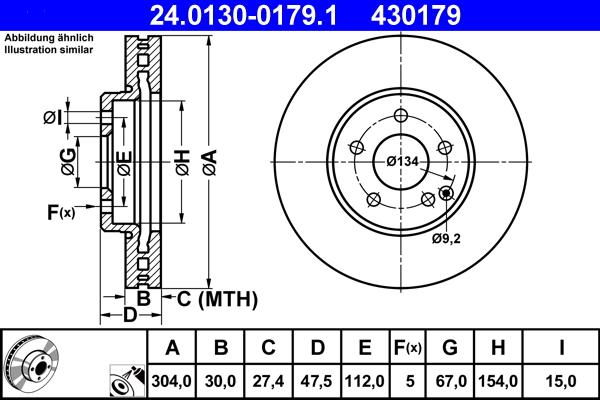 ATE 24.0130-0179.1 - Тормозной диск autospares.lv