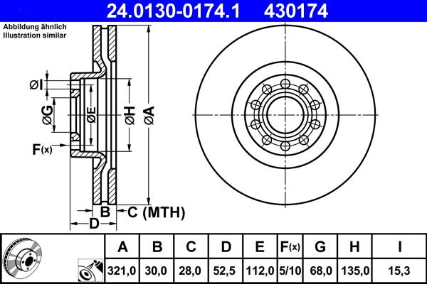 ATE 24.0130-0174.1 - Тормозной диск autospares.lv