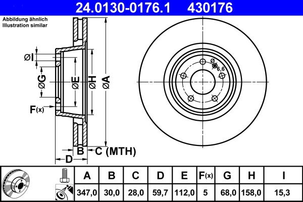 ATE 24.0130-0176.1 - Тормозной диск autospares.lv