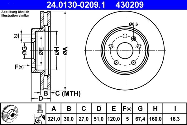 ATE 24.0130-0209.1 - Тормозной диск autospares.lv