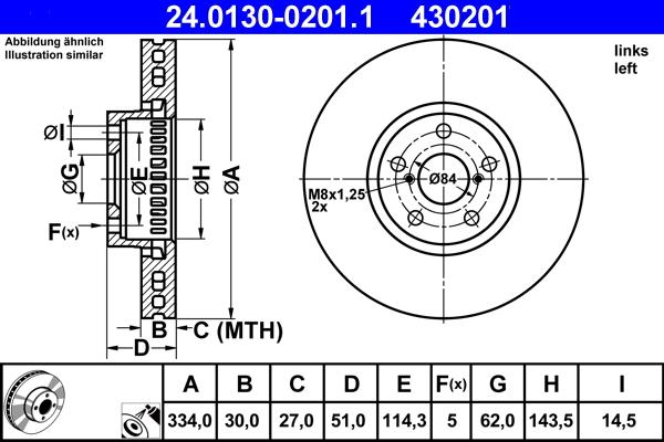 ATE 24.0130-0201.1 - Тормозной диск autospares.lv