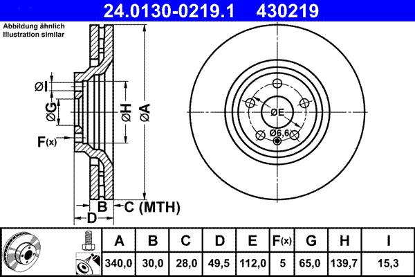 ATE 24.0130-0219.1 - Тормозной диск autospares.lv