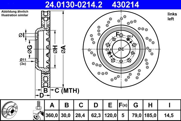 ATE 24.0130-0214.2 - Тормозной диск autospares.lv