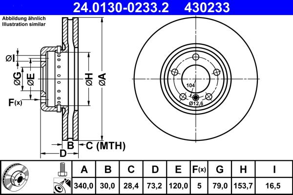 ATE 24.0130-0233.2 - Тормозной диск autospares.lv