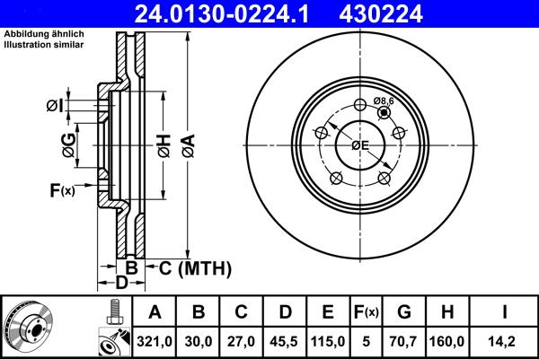 ATE 24.0130-0224.1 - Тормозной диск autospares.lv