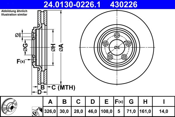 ATE 24.0130-0226.1 - Тормозной диск autospares.lv