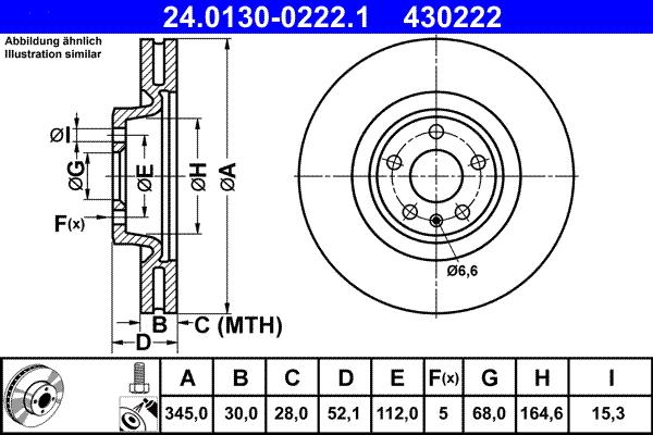 ATE 24.0130-0222.1 - Тормозной диск autospares.lv