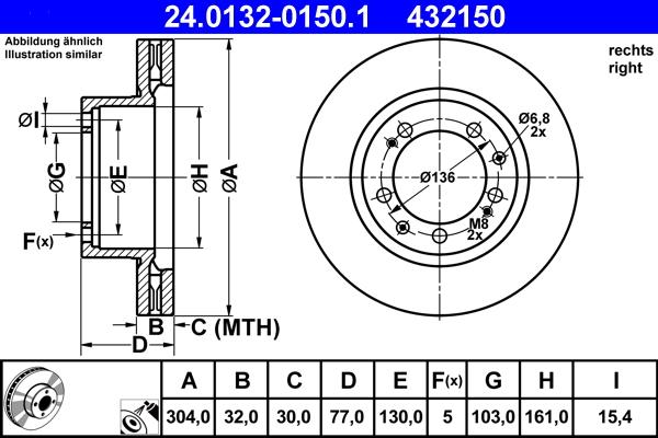 ATE 24.0132-0150.1 - Тормозной диск autospares.lv