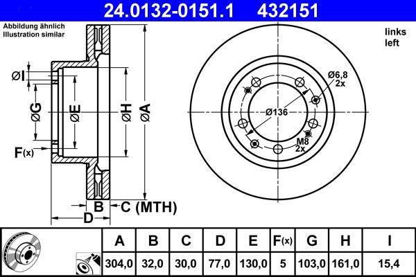 ATE 24.0132-0151.1 - Тормозной диск autospares.lv