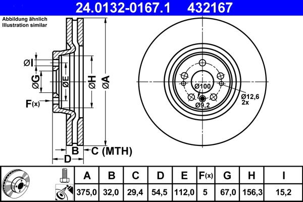 ATE 24.0132-0167.1 - Тормозной диск autospares.lv