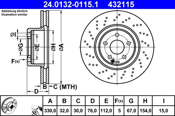 ATE 24.0132-0115.1 - Тормозной диск autospares.lv