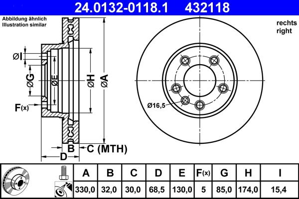 ATE 24.0132-0118.1 - Тормозной диск autospares.lv