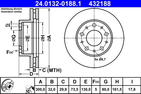 ATE 24.0132-0188.1 - Тормозной диск autospares.lv