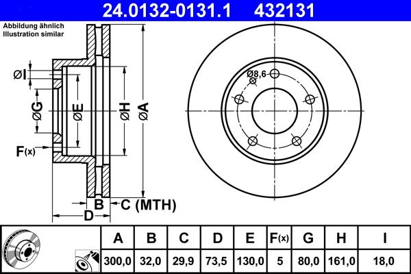 ATE 24.0132-0131.1 - Тормозной диск autospares.lv