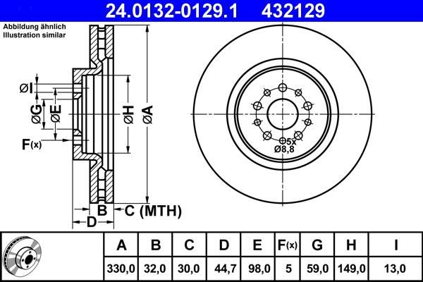 ATE 24.0132-0129.1 - Тормозной диск autospares.lv