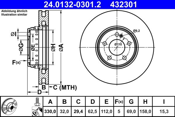 ATE 24.0132-0301.2 - Тормозной диск autospares.lv