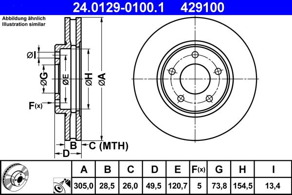 ATE 24.0129-0100.1 - Тормозной диск autospares.lv