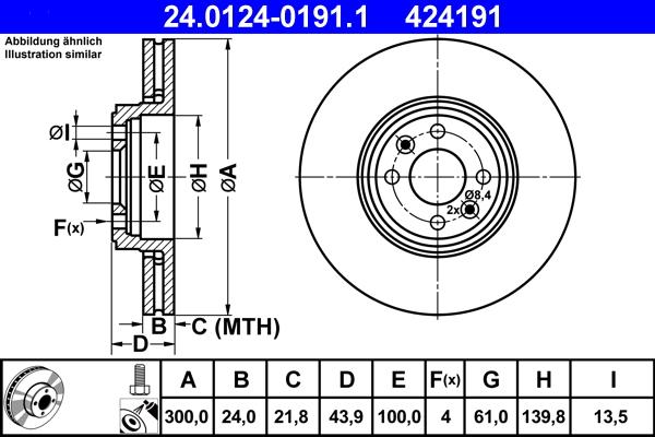 ATE 24.0124-0191.1 - Тормозной диск autospares.lv