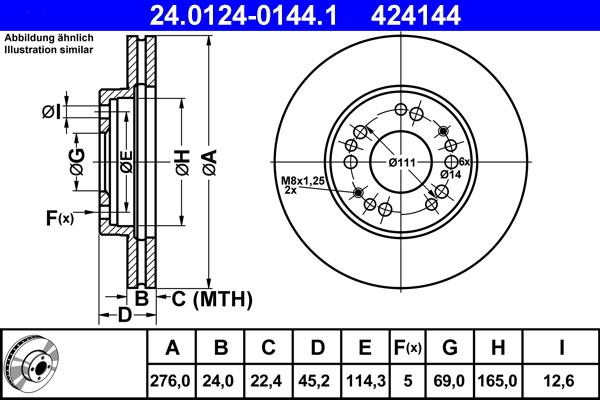 ATE 24.0124-0144.1 - Тормозной диск autospares.lv