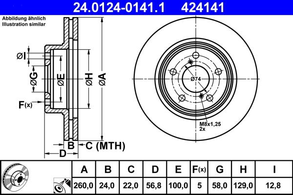 ATE 24.0124-0141.1 - Тормозной диск autospares.lv